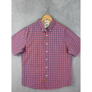 Dubinik Customized Version Shirt Mens Large Red Check Short Sleeve Button Casual